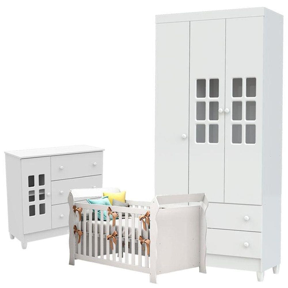Quarto de Bebê Mariah 3 Portas com Berço Lara