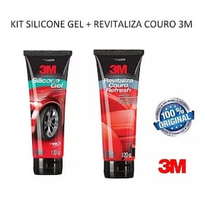 Kit Limpeza Carro 3M Silicone GEL + Revitaliza Couro Refresh