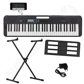 Kit Teclado Musical CASIOTONE CT-S300 Preto APP Chordana Play + Suporte X