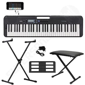 Kit Teclado Musical CASIOTONE CT-S300 Preto APP Chordana Play + Suporte X + Banqueta X