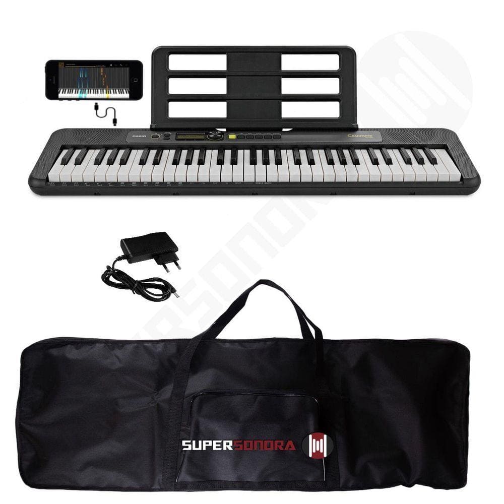 Kit Teclado Musical CASIOTONE LK-S250 CASIO Preto Teclas Iluminadas APP Chordana Play + Capa