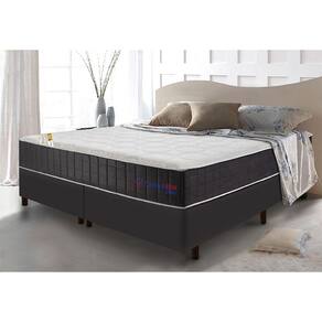 Conjunto Cama Box Queen com Molas Ensacadas Cama inBox Cloud Cinza 158x198x67