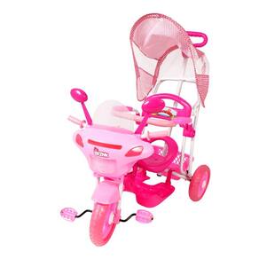 Triciclo Motoca Infantil Passeio com Empurrador Pedal Luz Som Capota  Importway BW-003 Rosa