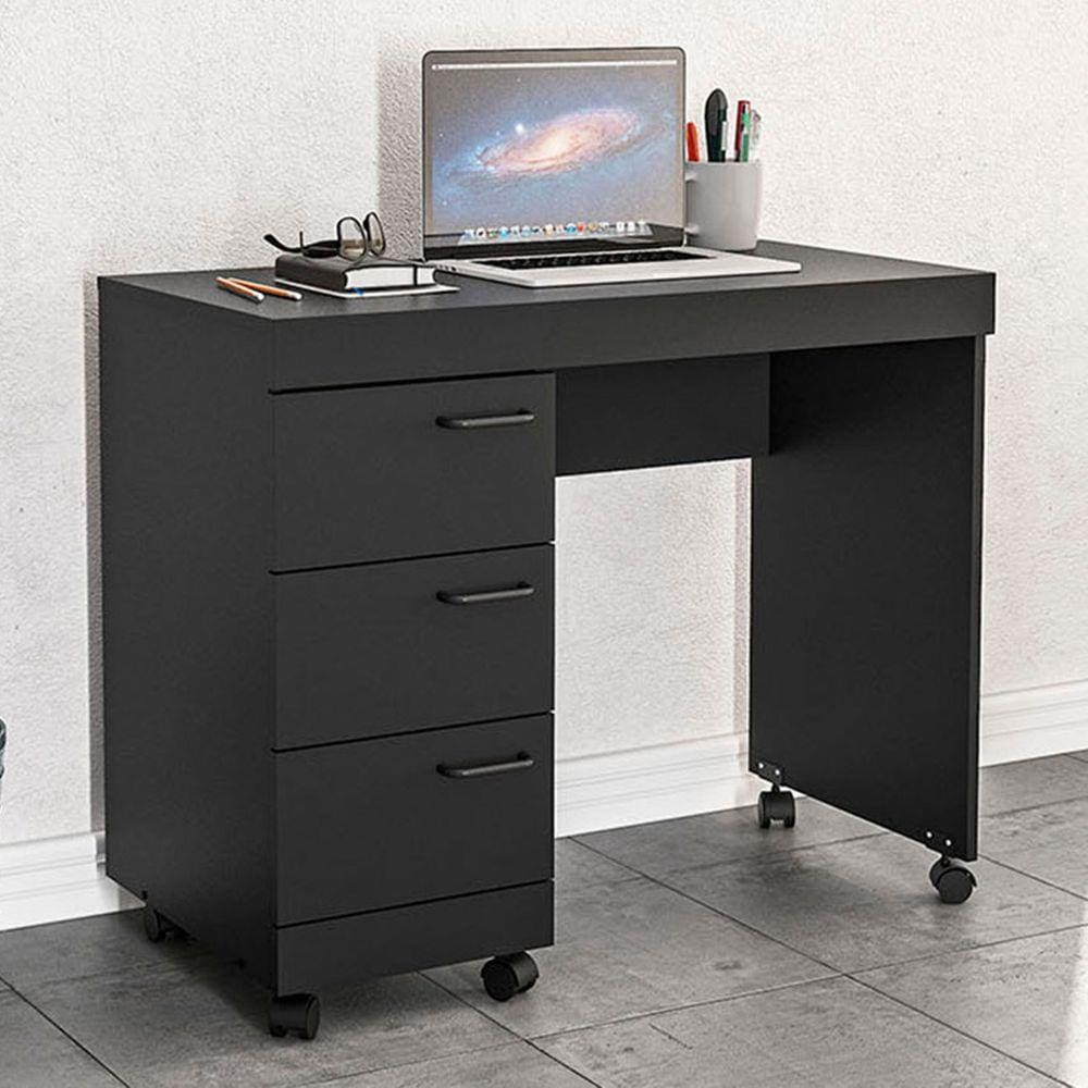 Mesa Para Computador 3 Gavetas Osaka Preto - Politorno