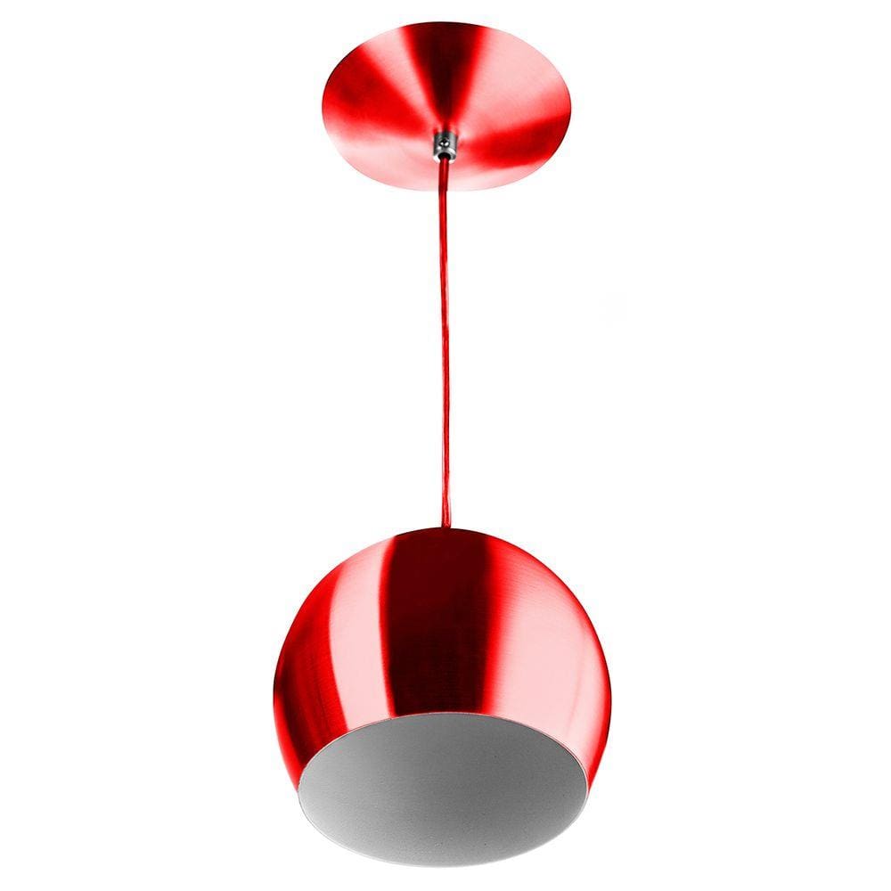 Lustre Pendente - Bola Pequena Alumínio 15cm Cereja Metalico