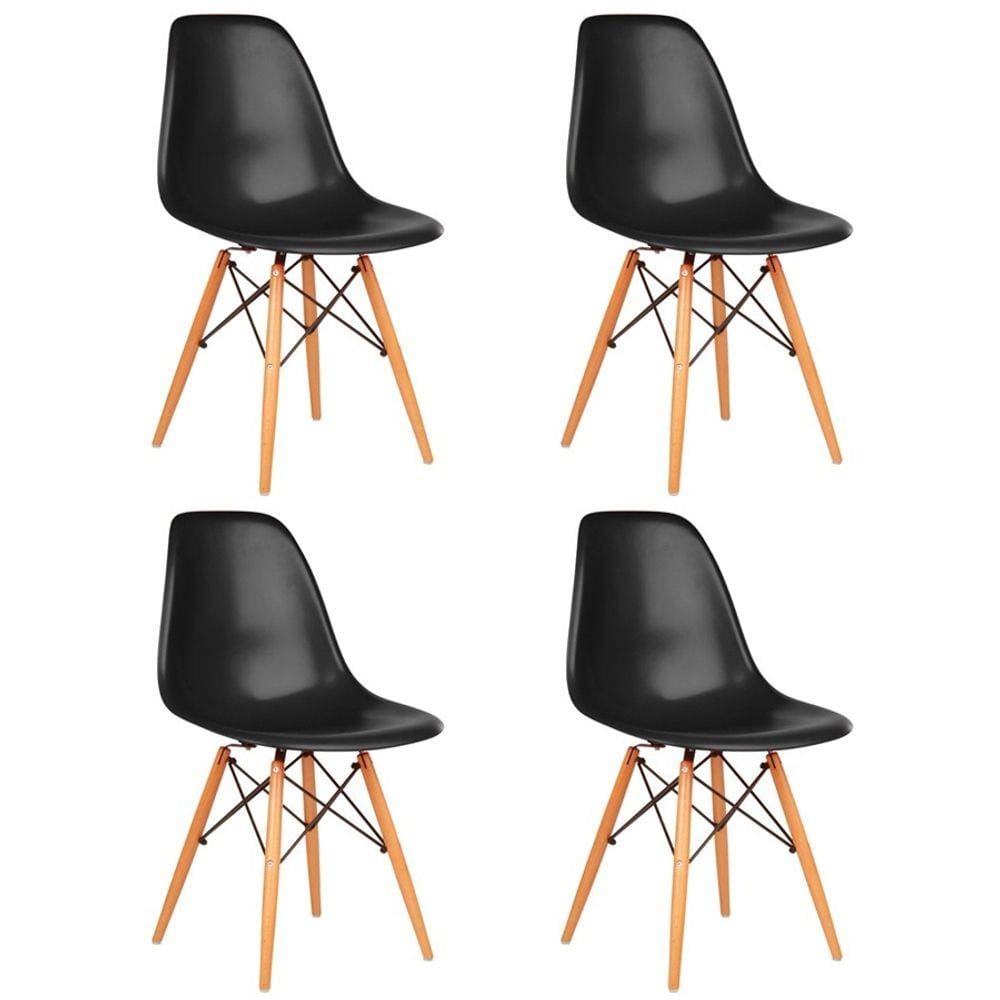 Kit 4 Cadeiras Charles Eames Wood Design Eiffel