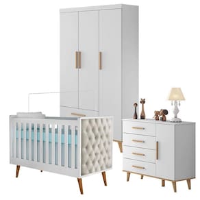 Kit Quarto de Bebê Ludmila e Berço Americano Lorena com Capitonê