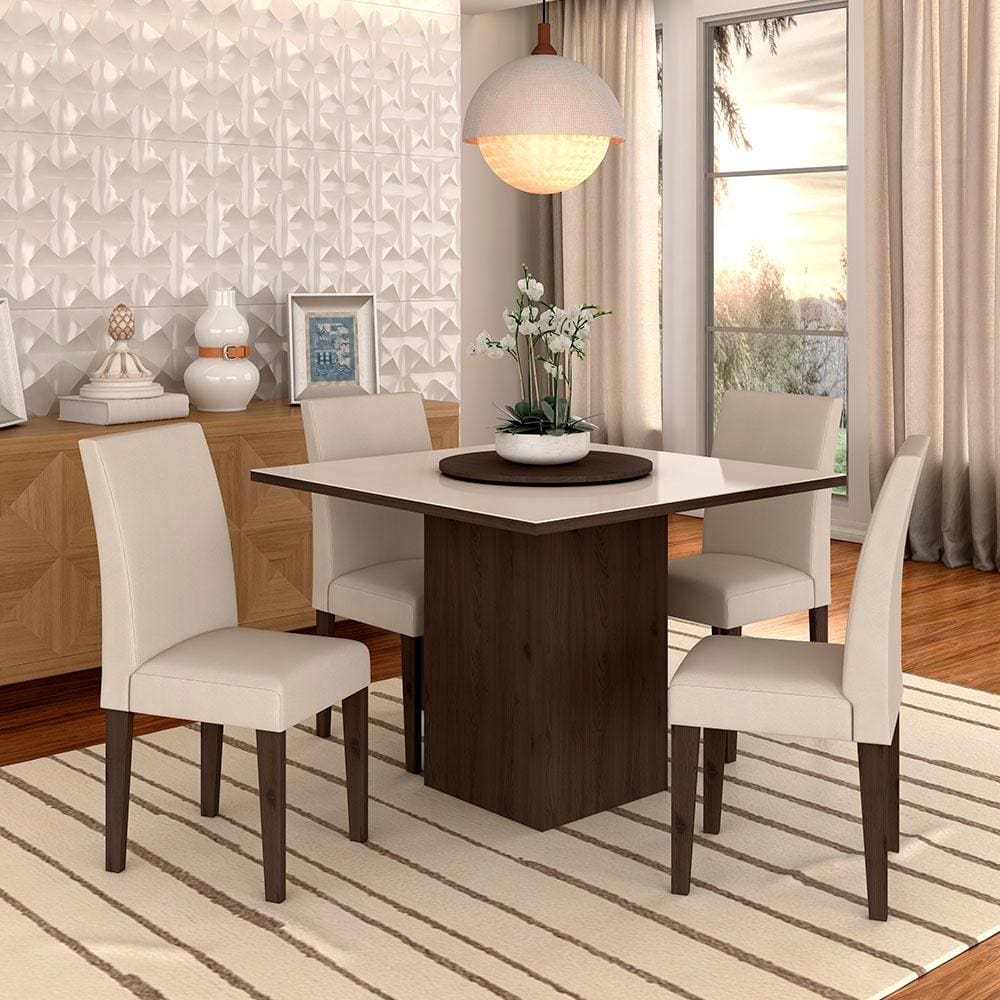 Conjunto Sala De Jantar 4 Cadeiras C/vidro - Moveis Arapongas