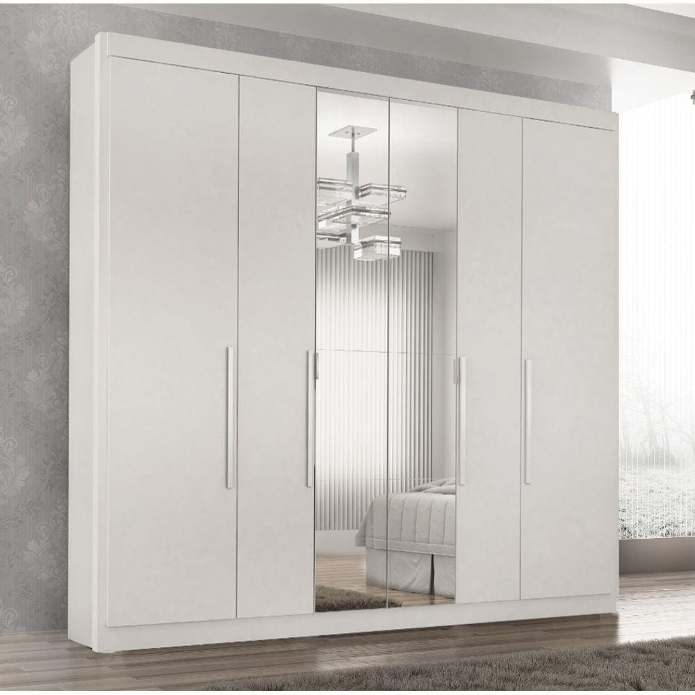 Guarda Roupa Casal Valencia 6 Portas 6 Gavetas Com Espelho