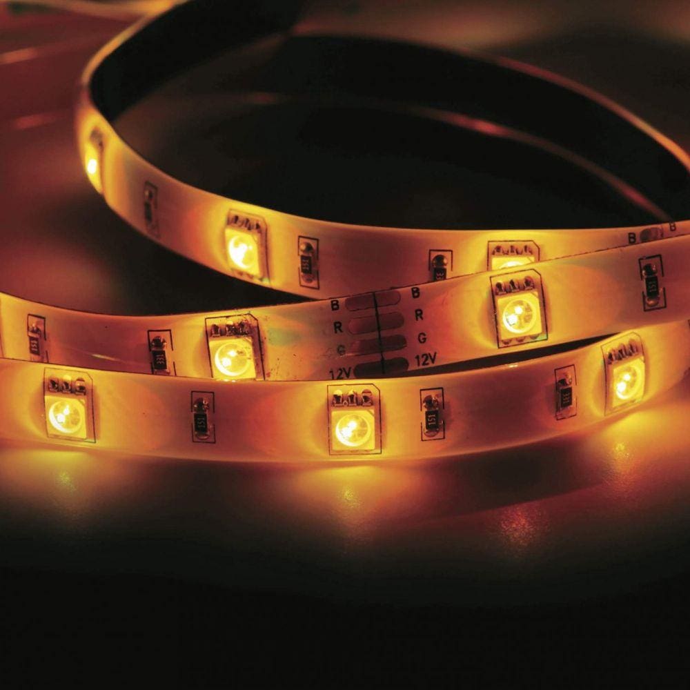 Fita LED 2,5W 30 LEDs/metro 5m 12V com Fonte Bivolt IP20 Taschibra Amarelo