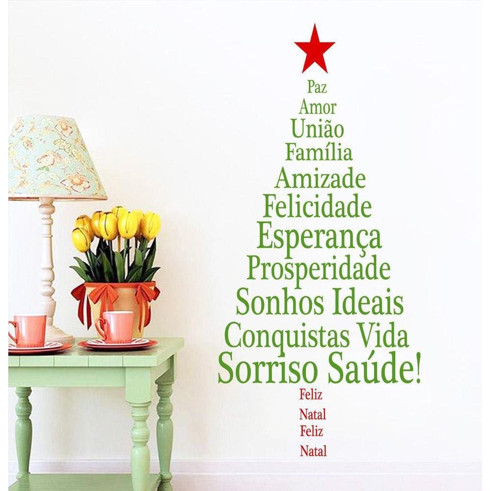 Adesivo Decorativo Feliz Natal Árvore Palavras Motivacional