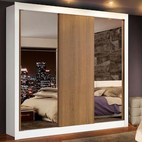 Guarda-Roupa Casal Madesa Lyon Plus 3 Portas de Correr com Espelhos 4 Gavetas