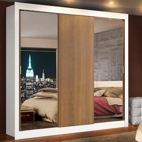 Guarda-Roupa Casal Madesa Lyon 3 Portas de Correr com Espelhos 2 Gavetas