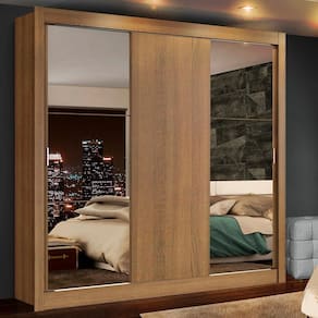 Guarda-Roupa Casal Madesa Lyon Plus 3 Portas de Correr com Espelhos 4 Gavetas