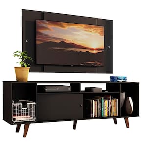 Rack Madesa Cancun e Painel para TV até 58 Polegadas com Pés - Preto 8ND8