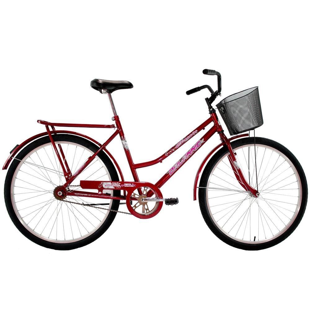Bicicleta Aro 26 Feminina Dalannio Bike Classic Freio no Pé Vermelha