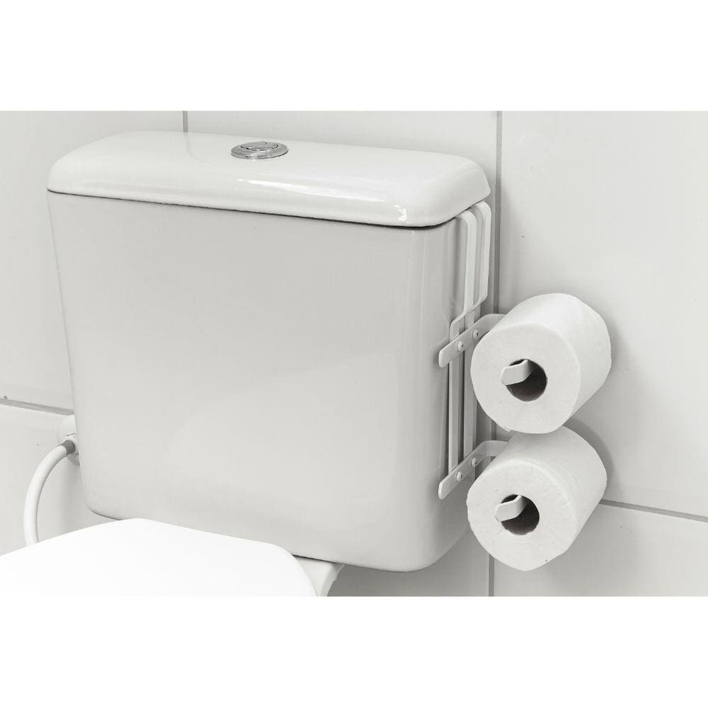 Suporte Porta Papel Higiênico Duplo P/ Caixa Acoplada Branco