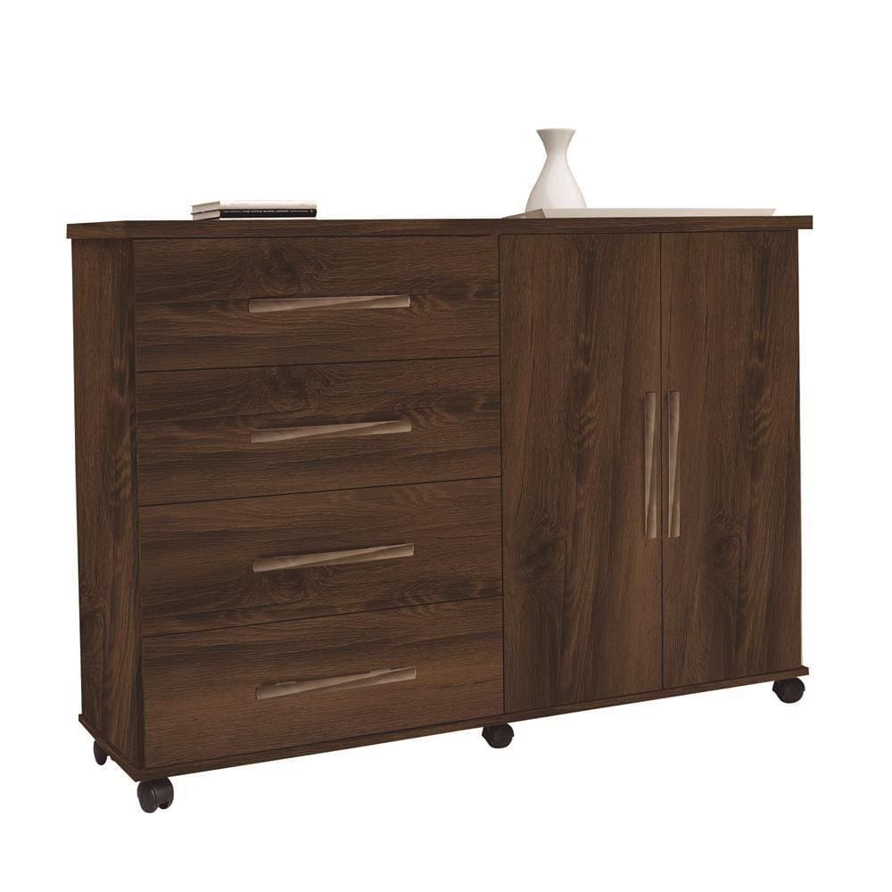 Cômoda Bali MDP 4 Gavetas 2 Portas Freijó