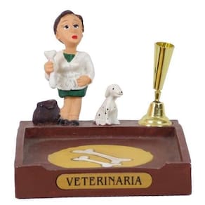 Miniatura Em Veterinária De Resina Com Porta Caneta E Papel 8 Cm
