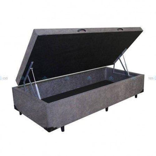imagem-Base Cama Box Baú Solteiro Suede Cinza RC Sono Leve 42x88x188