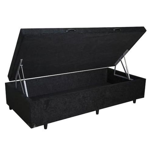 imagem-Base Cama Box Baú Solteiro Suede Preto RC Sono Leve 42x88x188