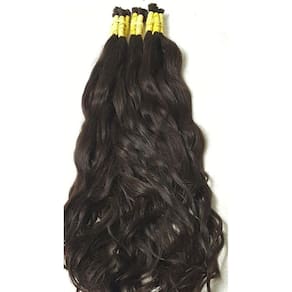 Cabelo Humano Castanho Natural Levemente Ondulado 50/55Cm - 250Gr