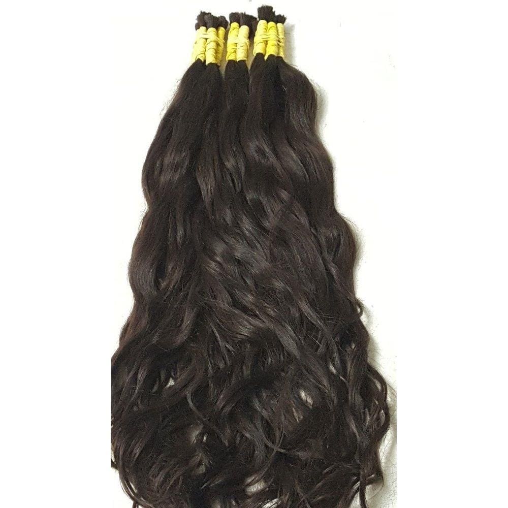 Cabelo Humano Castanho Natural Levemente Ondulado 50/55Cm -40Gr