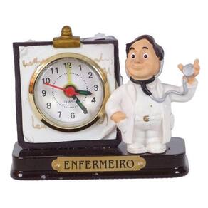 Miniatura Profissional Enfermeiro De Resina Com Relógio 8 Cm