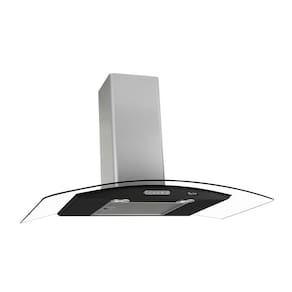Coifa Terim Parede Vidro Curvo Black Inox 80 Cm Duto Slim