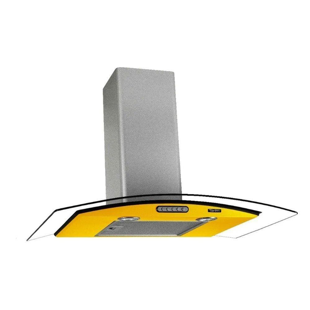 Coifa Terim Parede Vidro Curvo Amarela Inox 70 Cm Duto Slim