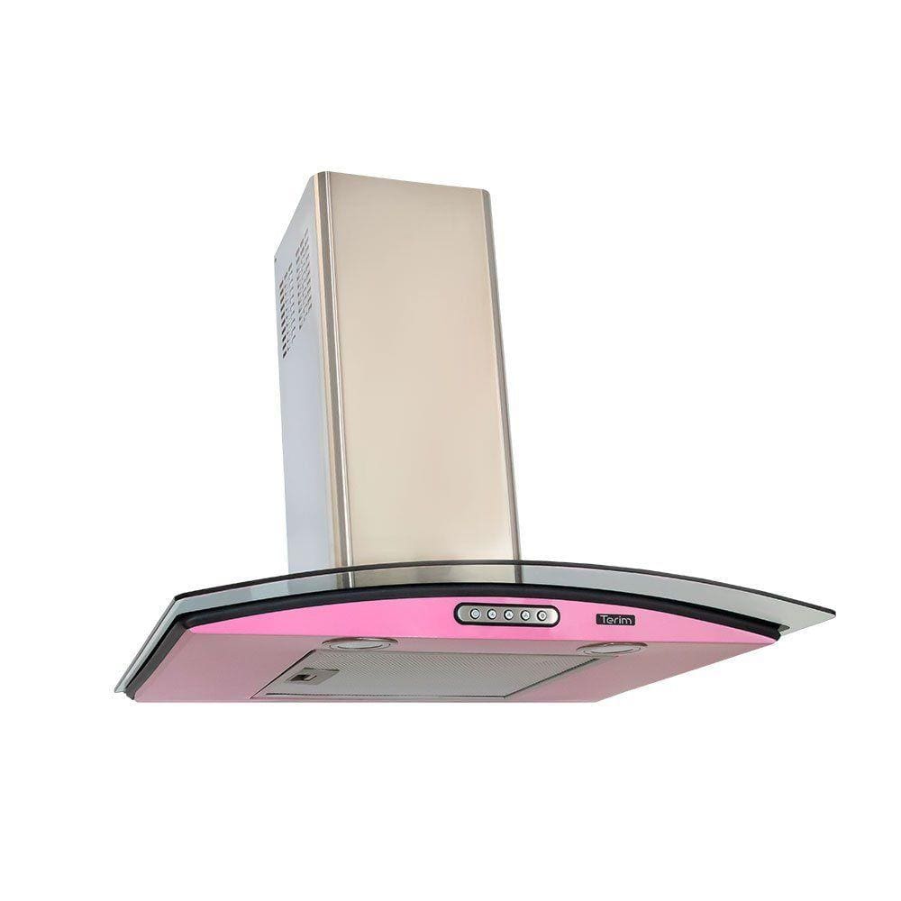Coifa Terim Parede Vidro Curvo Rosa Inox 60 Cm Duto Slim