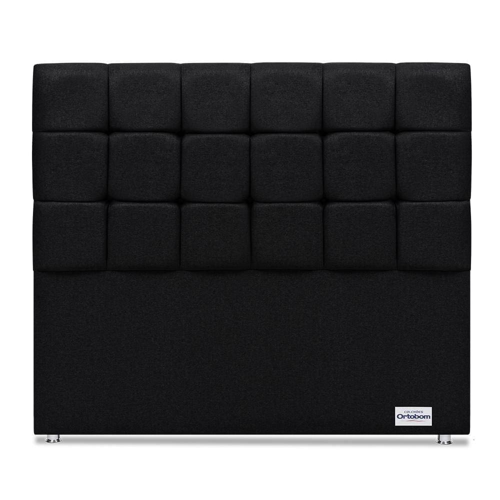 Cabeceira Amur Linho Preto Casal (12x140x125) - Ortobom