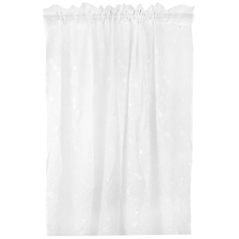 Cortina Voil Bordado Folhas 2 Favo Branca 140X230cm