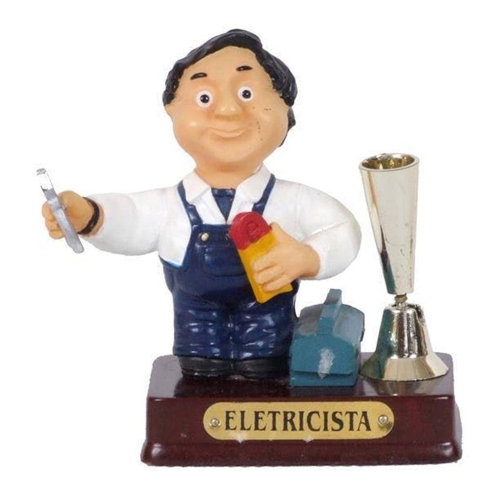 Miniatura Profissional Resina Eletricista Porta Caneta 8 Cm