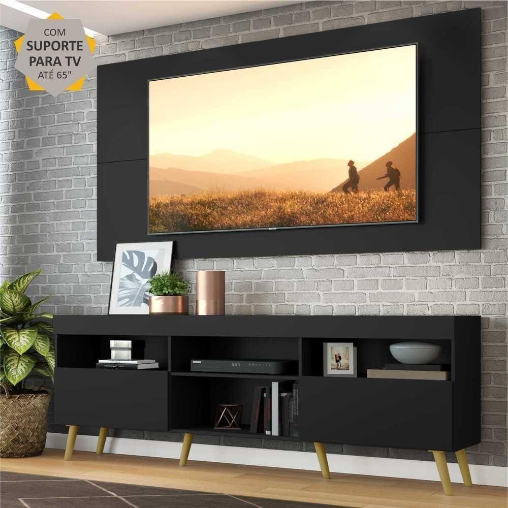 Rack c/ Painel e Suporte TV 65” e Pés Retrô Flórida Multimóveis