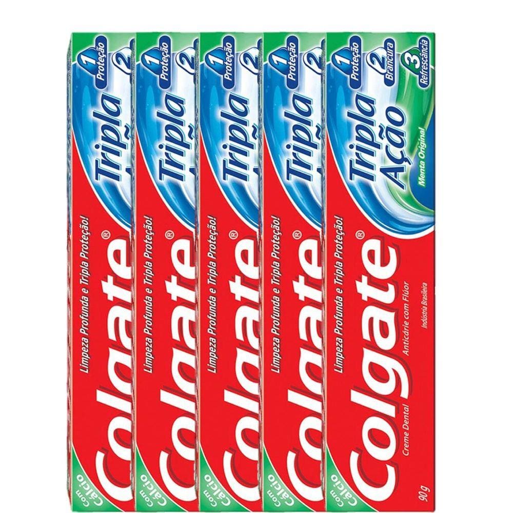 Kit com 5 Cremes Dentais Colgate Máxima Proteção Anticáries 90g