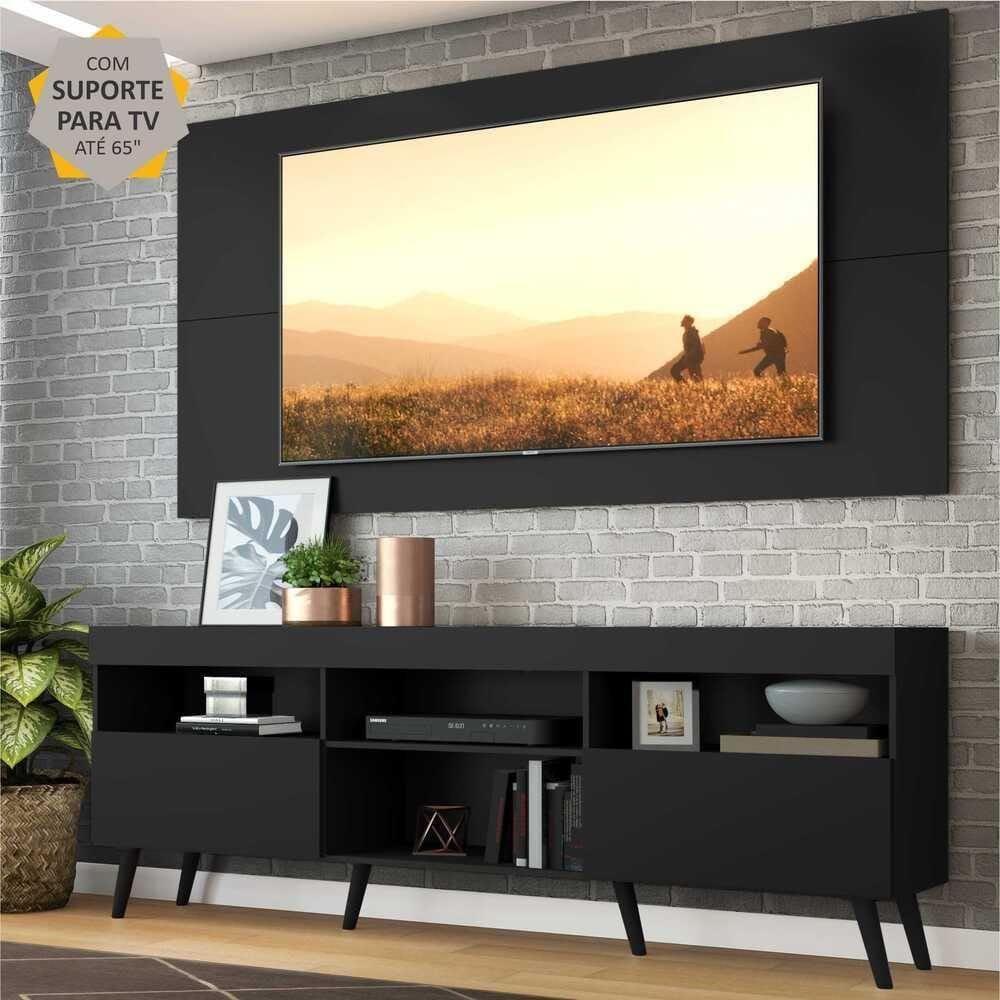 Rack c/ Painel e Suporte TV 65” com Pés Retrô Flórida Multimóveis
