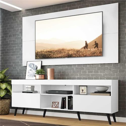 imagem-Rack c/ Painel TV 65" e Pés Retrô Flórida Multimóveis - Branco