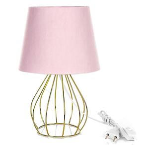 Abajur Cebola Dome Rosa Com Aramado Dourado