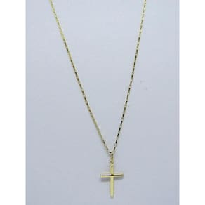 Cordão Corrente Masculina Ouro 70cm + Pingente Crucifixo Ouro 18k Cadeado