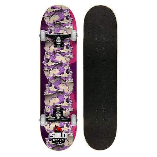 imagem-Skate Montado Profissional Solo Decks Skull