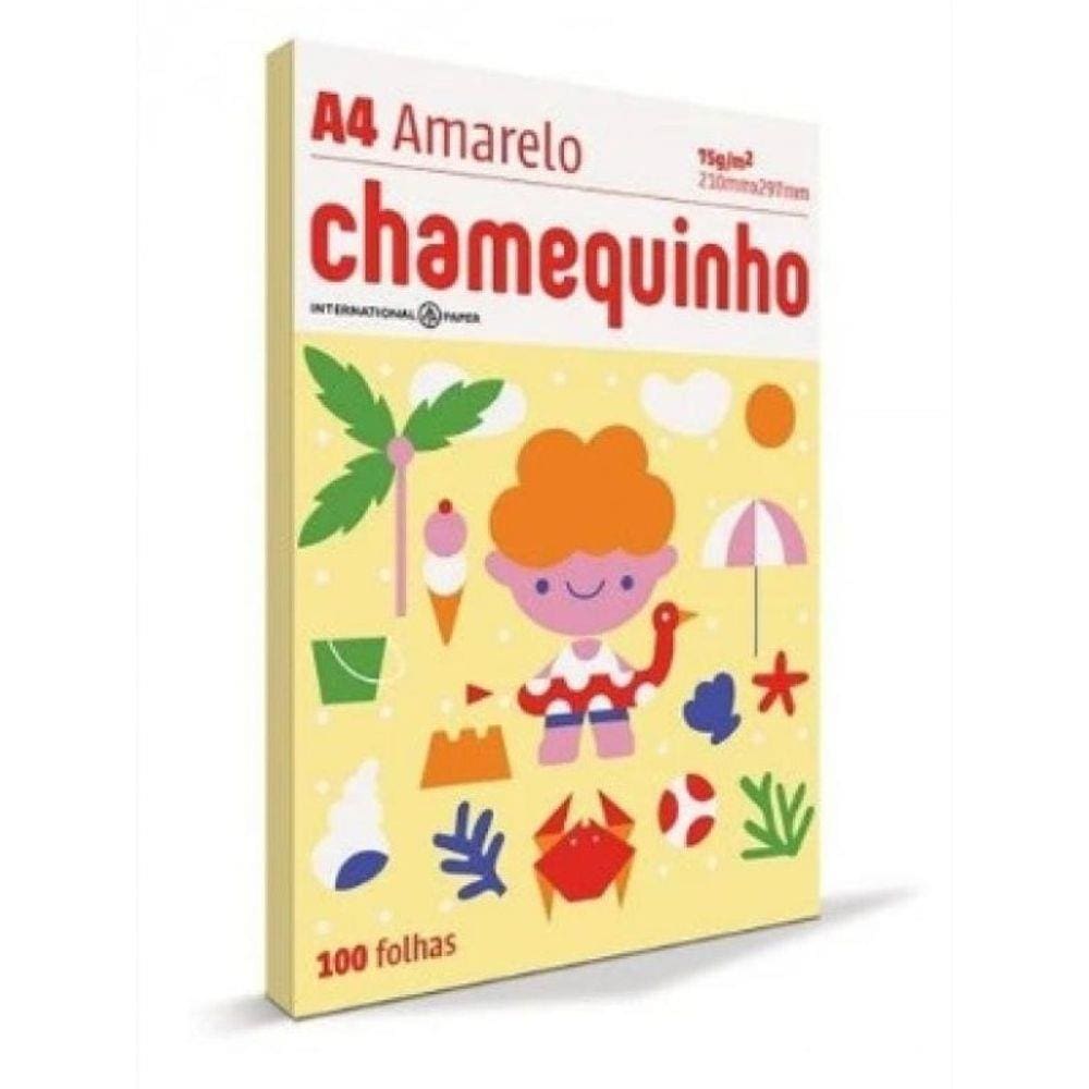 Papel A4 Com 100Fls 75Gr Chamequinho Amarelo