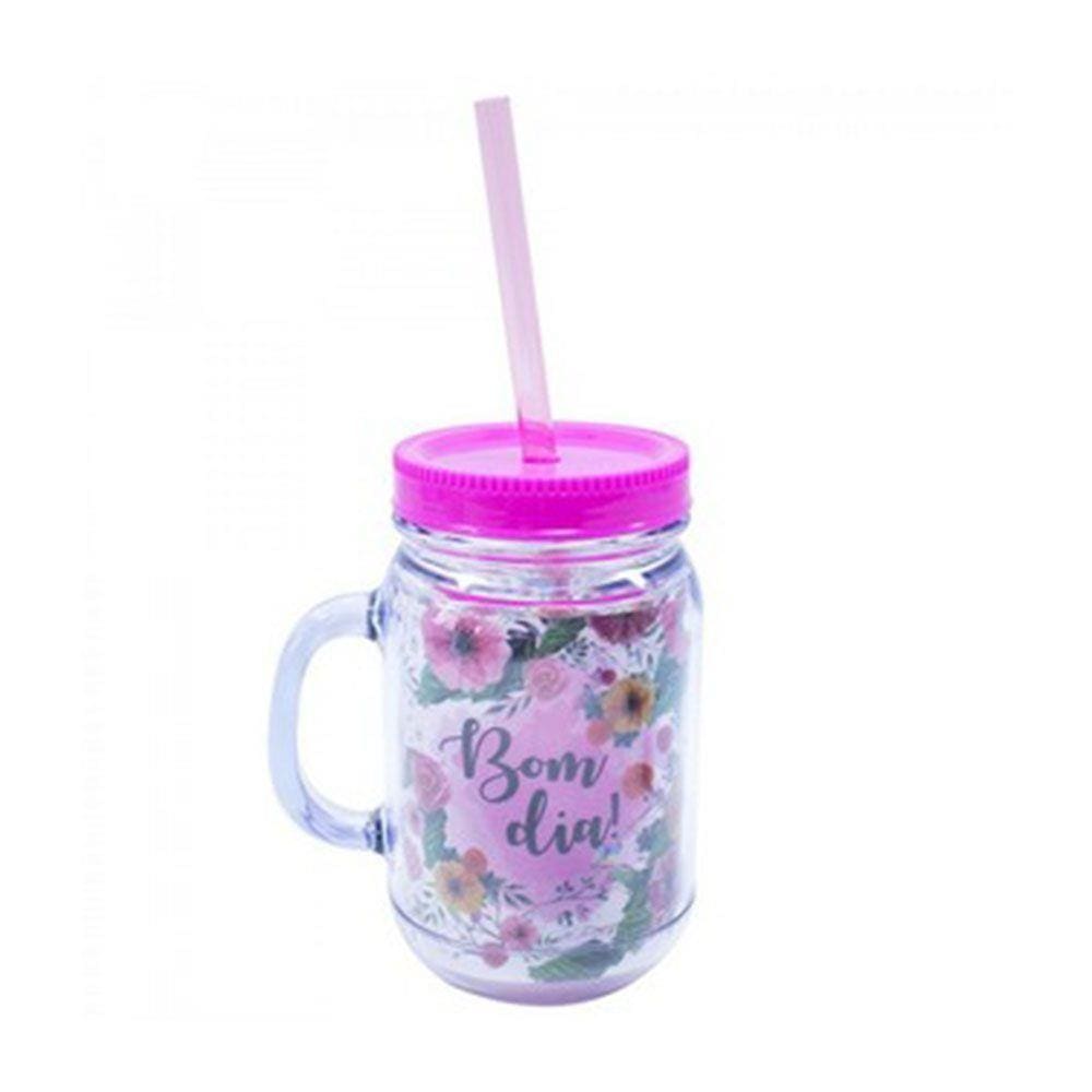 Caneca Com Tampa E Canudo Bom Dia!