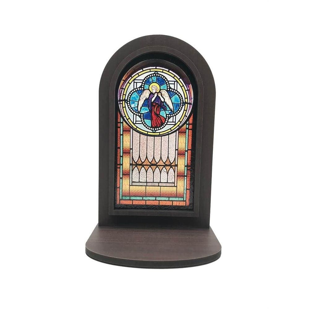 Oratório de Madeira Pequeno Vitral Anjo
