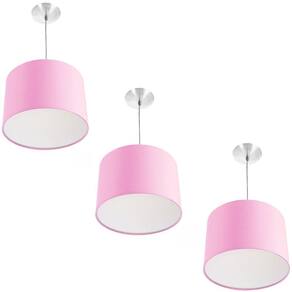 Kit 3 Lustres Cupula Pendente Dome 30x20cm Rosa