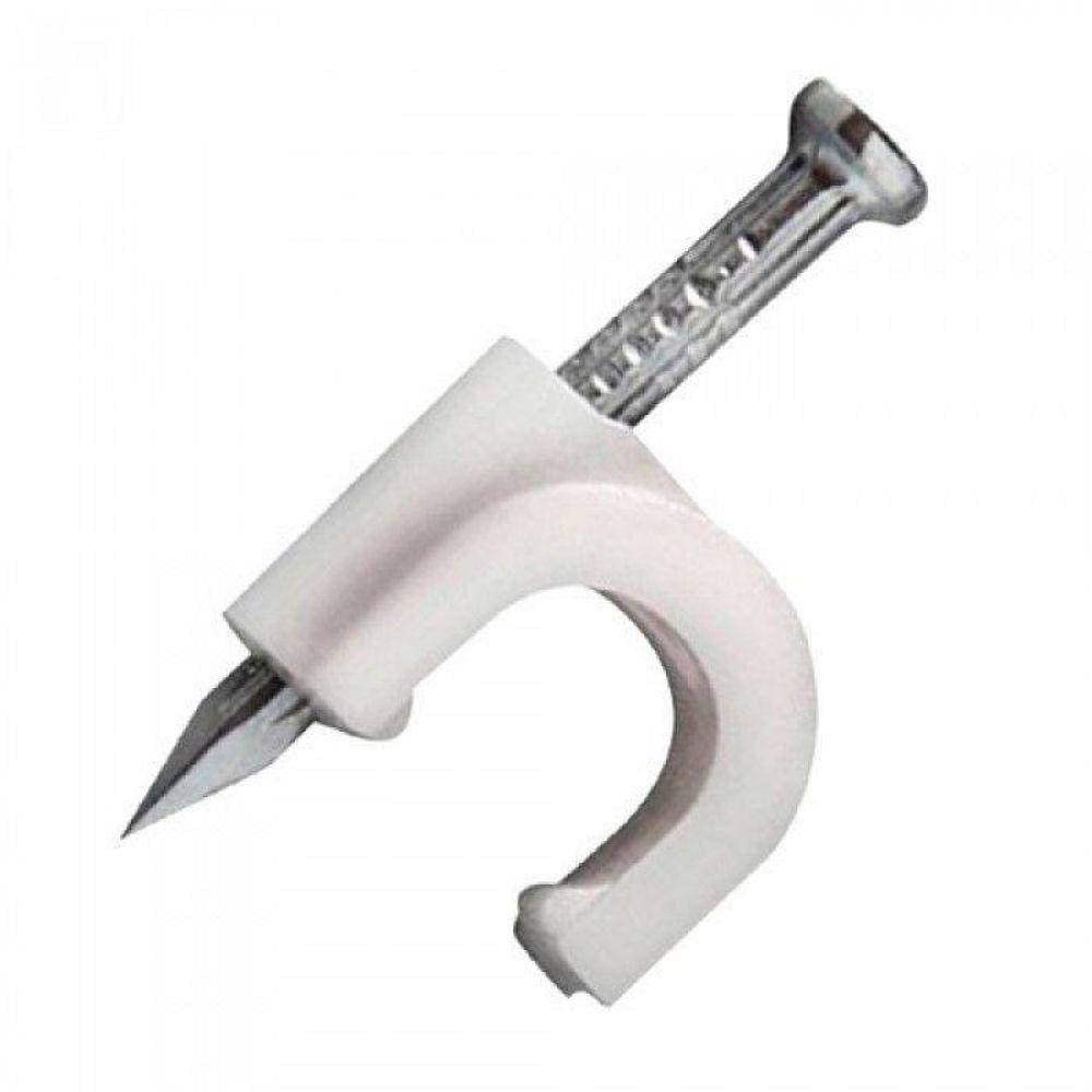Fixa Fio/ Cabo Rg6 8mm Branco Com Prego De Aco Pacote 100pcs