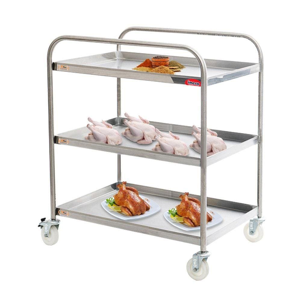 Carro de Serviço para Transporte 3 Bandejas 80x52 Inox 430 Hotéis Pousadas Restaurantes - Imeca