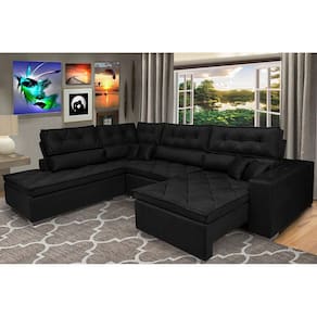 Sofa de Canto Retrátil e Reclinável com Molas Platinum Esquerdo 3,40x2,36 Suede