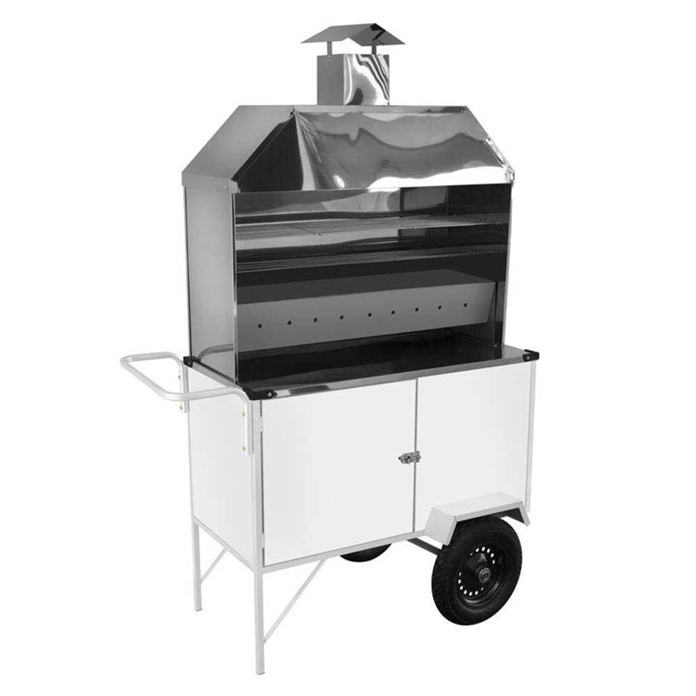 Carrinho de Churrasco Cefaz Luxo Estendido Branco Rodas Pneumáticas BLE06P
