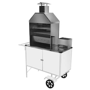 Carrinho de Churrasco Cefaz Luxo Branco com Rodas Maciças BL03M